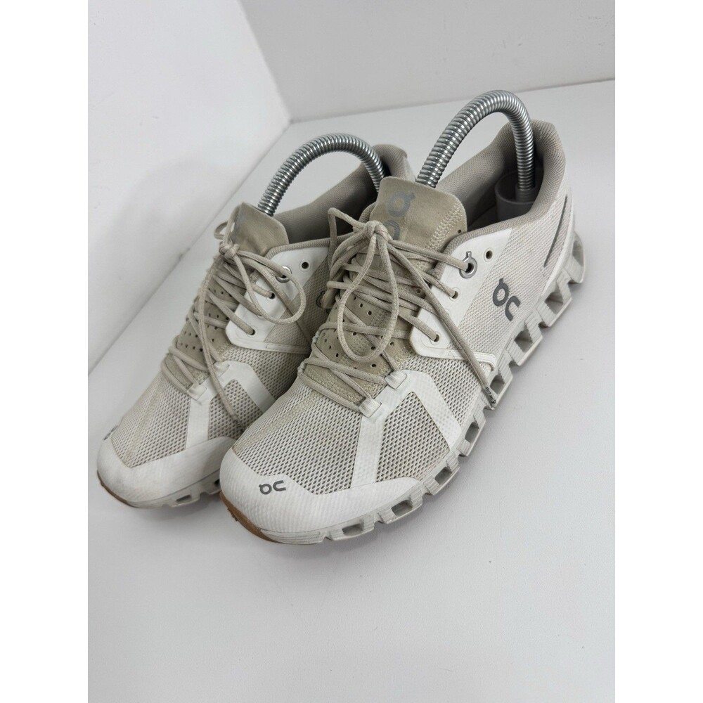 On Cloud Womens Cloud 5 White Running Shoes Mesh Low Top Swiss Sz 8